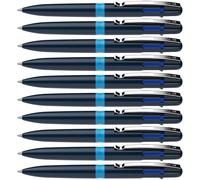 Schneider Take 4 138003 Bolígrafo multicolor (4 colores, minas intercambiables, plástico reciclado), azul oscuro, azul claro, 10 unidades