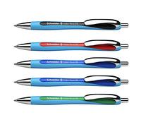 Schneider XB - Bolígrafo (trazo XB, mina indeleble, fabricado en Alemania), 5 unidades, negro, rojo, azul x2, verde