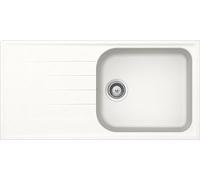 SCHOCK | Fregadero de cocina Lithos D100L 1 bañera grande con escurridor, bañera reversible, material Cristalite®, blanco absoluto, 1000 x 500 mm