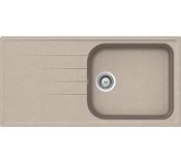 SCHOCK | Fregadero de cocina Lithos D100L 1 bañera grande con escurridor, bañera reversible, material Cristalite®, avena, 1000 x 500 mm