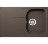 SCHOCK | Fregadero de cocina Lithos D100S de 1 seno pequeño con escurridor, bañera reversible, material Cristalite®, color marrón, 790 x 500 mm