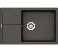 SCHOCK | Fregadero de cocina Primus 1 bañera grande con escurridor pequeño, bañera reversible, material Cristalite®, asfalt, 780 x 500 mm