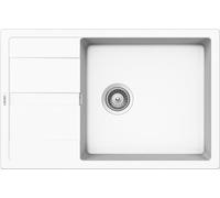 SCHOCK | Fregadero de cocina Primus D100XS 1 bañera grande con escurridor pequeño, bañera reversible, material Cristalite®, blanco absoluto, 780 x 500 mm
