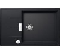 SCHOCK | Fregadero de cocina Tia D100LS, 1 bañera grande con escurridor, bañera reversible y desagüe de serie, material ®Cristadur, negro puro, 780 x 500 mm
