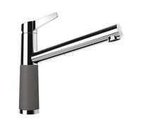 SCHOCK Grifo de cocina SC-510 Silverstone - Grifo de baja presión CRISTADUR con manguera extensible y conectores estándar
