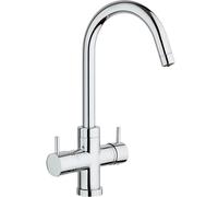 SCHOCK Grifo mezclador Aquapura de 4 vías cromado, doble mando para agua filtrada natural y/o con gas frío, 362 mm de altura