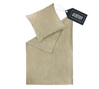 Colección "Schöner Wohnen" - Juego de sábanas de invierno, diseño "Soft Stripe", color beige, 155 x 220 cm