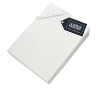 SCHÖNER WOHNEN Sábana bajera ajustable de 140 x 200 cm, color blanco hasta 160 x 200 cm, de algodón de punto, con certificado Öko-Tex, para colchones de hasta 30 cm y cama con somier, sábana para cama
