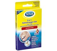 Scholl 2 en 1 tiritas de protección contra el maíz, juego con 6 6 tiritas de maíz y 9 paquetes de espuma de protección contra la presión, 1 paquete