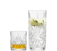 SCHOTT ZWIESEL Juego de vasos Show (juego de 8), 4 elegantes vasos largos y 4 vasos de whisky con relieve, vasos de cristal aptos para lavavajillas (nº art. 121881)