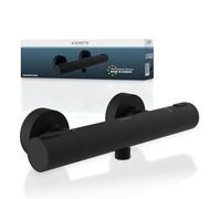 SCHÜTTE 33186 Los Angeles - Termostato para ducha, grifo mezclador con protección antiquemaduras a 38 °C, termostato de ducha, grifo para ducha, color negro