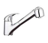 SCHÜTTE 33379 ABERDEEN - Grifo de cocina de baja presión con alcachofa extraíble, grifo de cocina con función anti-retorno, grifo mezclador monomando, grifo de fregadero cromado