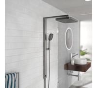 SCHÜTTE 60687 LA Palma - Sistema de ducha con ducha de lluvia y columna de ducha, 36 x 24 cm, cabezal de ducha de acero inoxidable, juego de ducha sin grifería, barra de ducha con ducha de mano y