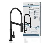 Schütte 79147 Grifo de Cocina de 360 ° con Manguera Suave al Tacto, Mezclador Monomando con alcachofa magnética extraíble para Fregadero, Color Negro Mate