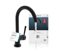 Schütte 79169 Baja presión, Fregadero con caño Alto, Mezclador Monomando, Ahorro de energía, Giratorio 360°, Grifo de Cocina, Negro