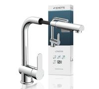 SCHÜTTE 79700 Grifo de cocina London con rociador extraíble, grifo de cocina giratorio 360 grados, grifo mezclador con monomando, mezclador de fregadero en cromo