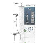 SCHÜTTE Aquastar - Sistema de Ducha de Lluvia Con Estante, 5 Posiciones Ajustables, Columna Con Alcachofa, Juego en Cromo/Negro