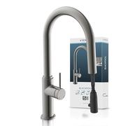 SCHÜTTE Blackpool 79562 - Grifo de cocina con alcachofa extraíble, 360 grados, grifo mezclador monomando para fregadero con ducha extensible en grafito