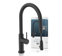 SCHÜTTE Blackpool 79566 - Grifo de cocina con alcachofa extraíble, 360 grados, grifo mezclador monomando para fregadero con alcachofa extensible, color negro