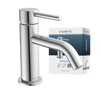 SCHÜTTE Grifo de agua fría ARAGON 37955, grifo baño solo para agua fría, grifo de lavabo en el inodoro de invitados, grifo para lavabo pequeño, válvula de pie, cromo