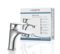 SCHÜTTE Grifo de Baño Cromado BOSTON, Mezclador de Lavabo Moderno con Desagüe Automático