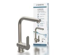 Schütte London Grifo de Cocina con rociador extraíble, Grifo de Cocina Giratorio 360 Grados, Grifo Mezclador con Monomando, Mezclador de Fregadero con Aspecto de Acero Inoxidable, Acero Inoxidable