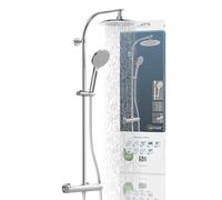 SCHÜTTE MADURA sistema de ducha con termostato, set de ducha con gran rociador de lluvia (Ø 24 cm) y teleducha regulable, set de ducha con barra de ducha, columna de ducha panel de ducha, cromo