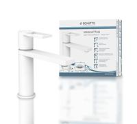 SCHÜTTE MANHATTAN 33018 - Grifo monomando para baño con desagüe (grifo monomando para baño con tapón de desagüe desplegable), color blanco