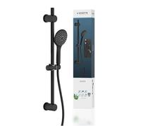 SCHÜTTE RAVEN - Barra de ducha y ducha de mano, alcachofa de ducha con 3 posiciones ajustables, juego de ducha con columna de ducha, panel de ducha con manguera en color negro