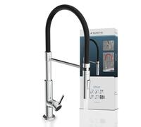 SCHÜTTE Stilo 79180 - Grifo de cocina con ducha extraíble, grifo giratorio de 360 grados para cocina, grifo mezclador monomando en cromo/negro