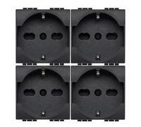 Schuko - 4 tomas bispass 2P + T 10/16 A, compatible con BTICINO Living International L4140/16, color negro