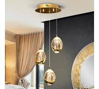 Schuller Valencia Lámpara colgante LED Rocio 3 luces, metal, cristal, dorado EC:EPREL:1035563