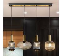 Schuller Valencia Lámpara colgante Norma, 98 cm, 4 luces, negro/latón, cristal