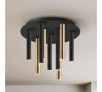 Schuller Valencia Lámpara LED de techo Varas atenuable, 9 luces, dorado/negro, metal