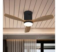 Schuller Valencia Ventilador de techo LED Siroco Mini, CC, silencioso, negro/nogal