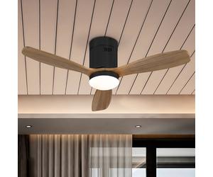 Schuller Valencia Ventilador de techo LED Siroco Mini, CC, silencioso, negro/nogal