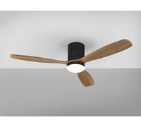 Schuller Ventilador Sirocode techo con luz LED Dimable Realizado en metal acabado negro mate y aspas en madera acabado nogal