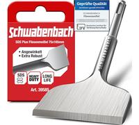 SCHWABENBACH® Cincel para Azulejos SDS PLUS 75 x 165mm - Acodado 30° para Retirar Baldosas y Revoque - Cincel Ancho de Acero CrV Extra Robusto compatible con Bosch, Makita, Hilti, Einhell