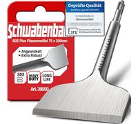 SCHWABENBACH® Cincel para Azulejos SDS PLUS 75 x 250mm | Cincel Acodado Profesional para Quitar Baldosas Ve Revoque - Cincel Albañil - Cincel para Martillo Percutor - Cincel SDS Plus