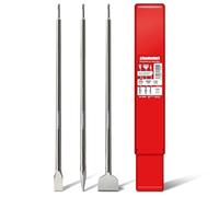 SCHWABENBACH® Juego de 3 Cinceles SDS PLUS de 600mm | Cincel de Pala 50mm, Cincel Plano 25mm y Cincel de Punta - Cinceles Extra Largos para Hormigón - Compatible con Bosch, Hilti