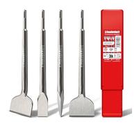 SCHWABENBACH® SDS Plus Juego de cinceles - 4 piezas - 250 mm de largo | Cincel para azulejos de 50 mm, cincel plano de 50 mm + 25 mm + cincel puntiagudo | cincel SDS Plus compatible con Bosch