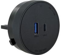 SCHWAIGER Adaptador de enchufe para conductor de corriente modular, enchufe doméstico, adaptador de carga USB Click & Twist System, 680 W/20 W, certificado VDE, Ø 62 mm, montaje sin herramientas