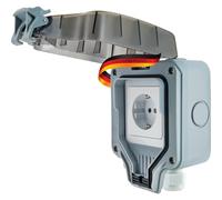 SCHWAIGER SOAD0100 - Enchufe exterior para exteriores, protección contra la intemperie, IP66, conector angular, cierre de clic, resistente a los rayos UV, resistente a la intemperie