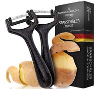 Schwertkrone® Juego de 2 peladores de patatas y verduras, pelador de espárragos, pelador de pepinos, mano derecha e izquierda