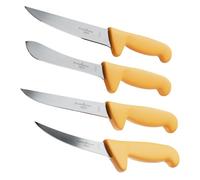 Schwertkrone Juego de cuchillos de carnicero, hoja brillante, acero inoxidable, mango de plástico higiénico - 4 piezas - Fabricado en Solingen, Alemania
