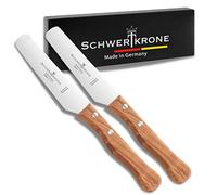 Schwertkrone Solingen - Juego de 2 cuchillos de desayuno (hoja dentada, mango de madera de olivo)
