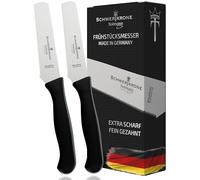 Schwertkrone Solingen Juego de 2 cuchillos para panecillos, cuchillo de desayuno, cuchillo de mesa, acero inoxidable, dentado, apto para lavavajillas, fabricado en Alemania