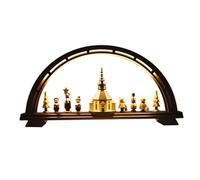 Schwibbogen de Seiffen, belén navideño con iluminación. Dimensiones: 25x53x7 cm. Producto nuevo