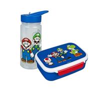 Scooli Set de vajilla para niños Super Mario – Fiambrera y biberón, plástico sin BPA, desde 4 años