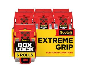 Scotch Box Lock Cinta de embalar - 6 Rollos con dispensadores, 48 mm x 20,3 m - Cinta Adhesiva de Calidad para Cerrar Cajas, Cartones y Paquetes